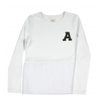 elegancka biała bluzka z plisowanym dołem - A-9169