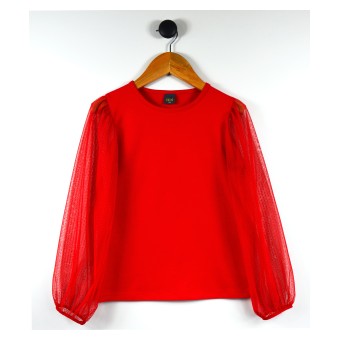 bluzka dziewczęca z rękawkami z siateczki